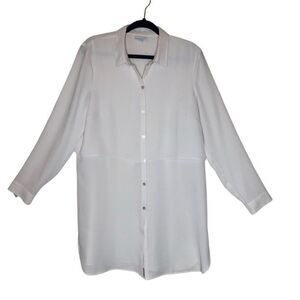 J. Jill Cream Long Sleeve Button Front Tunic Blouse Medium